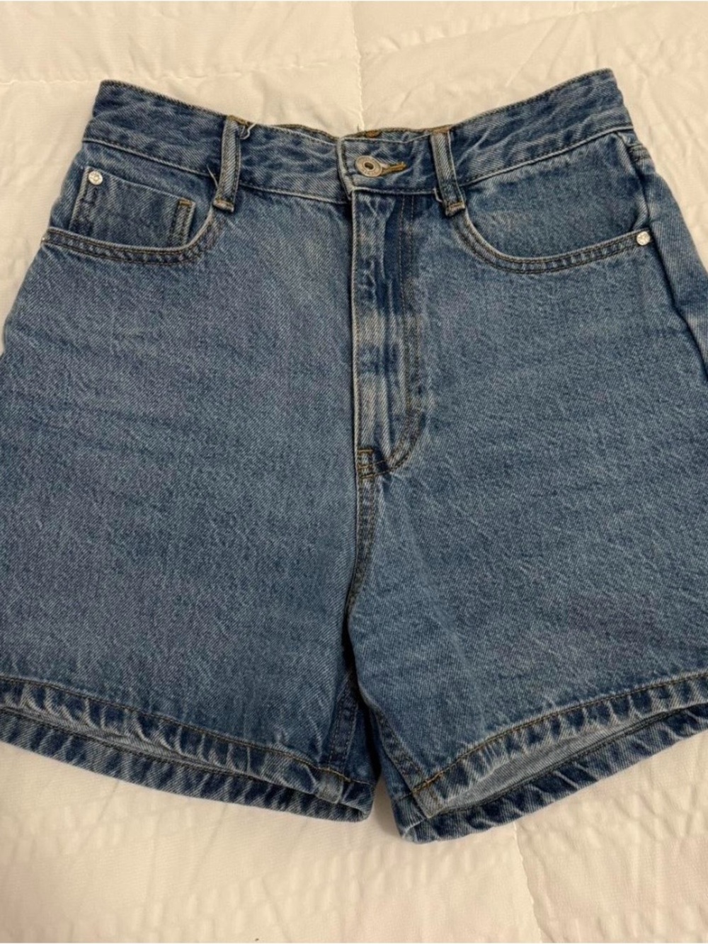 Zara Light Blue Denim High-Rise Shorts
